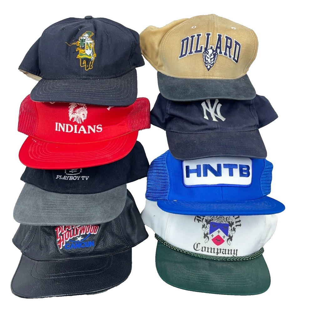 Vintage Trucker Hat Lot Snapback Cap 80s 90s Y2K Patch USA Advertising Sports BG